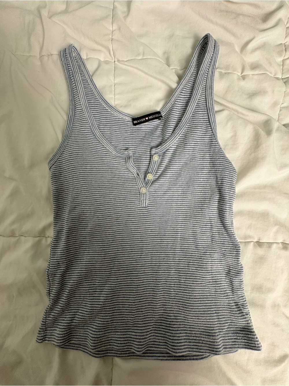 Brandy Melville Blue and White Striped Tank Top